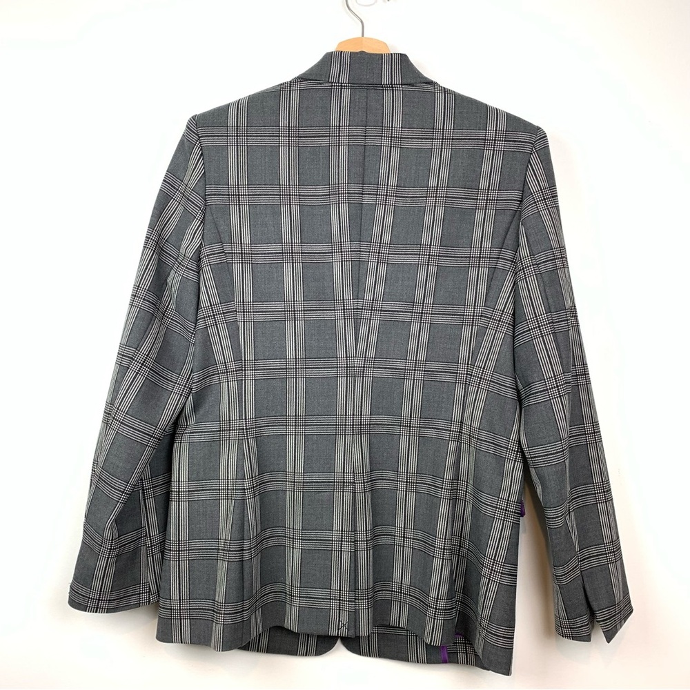 Riani Blazer Sz 8 Wool Blend 2 Buttons Black White Houndstooth Checkered Elegant - Picture 4 of 16